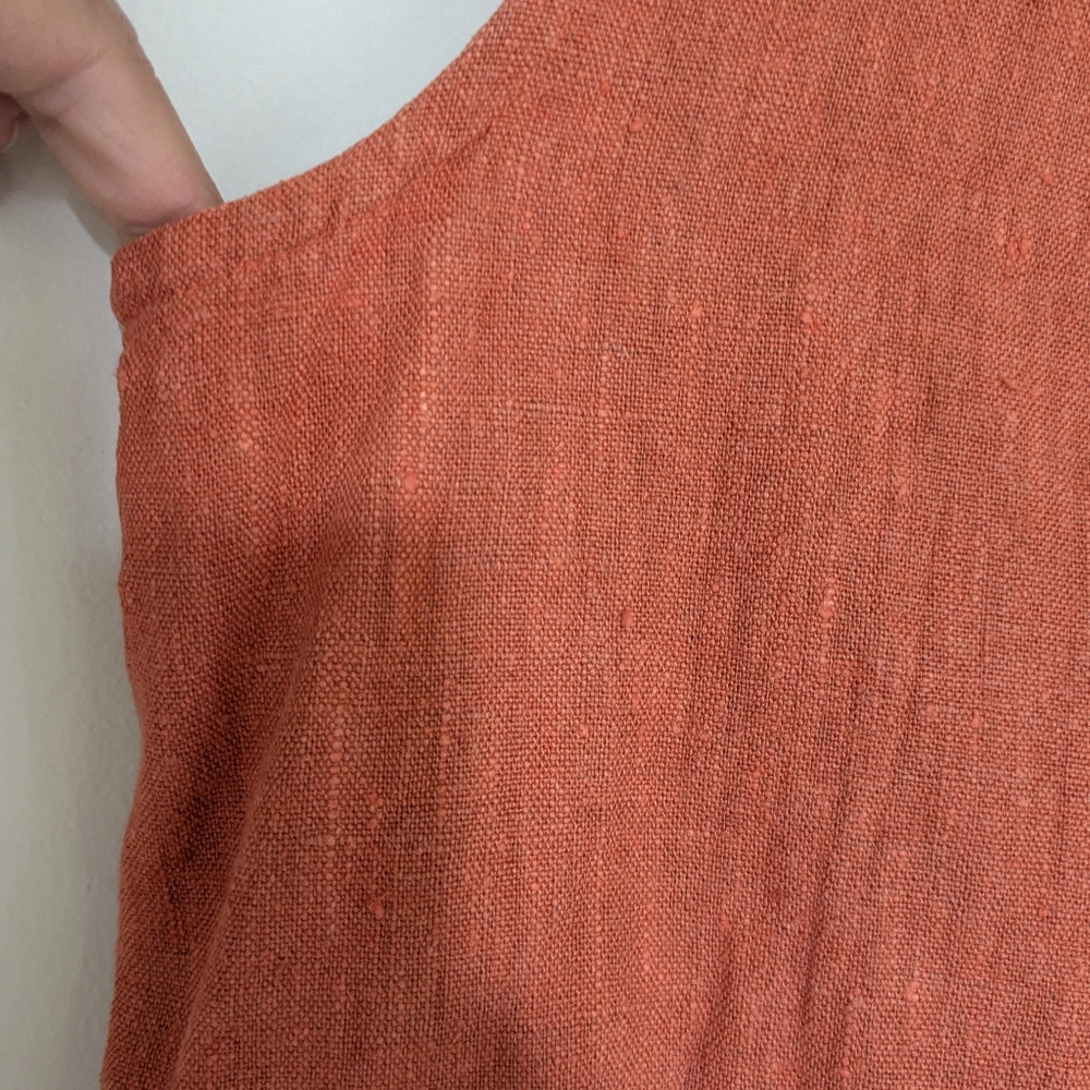 Bryn Walker EUC Rust Orange Pumpkin Lagenlook Linen Tank Ruffle Edge Size Small - Picture 4 of 8